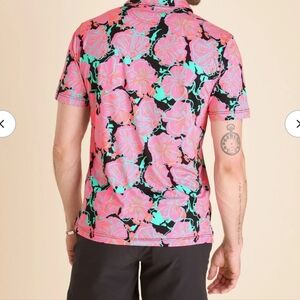 New Chubbies Bio-Luminiscent Pink Floral Golf Polo Shirt Size XXL